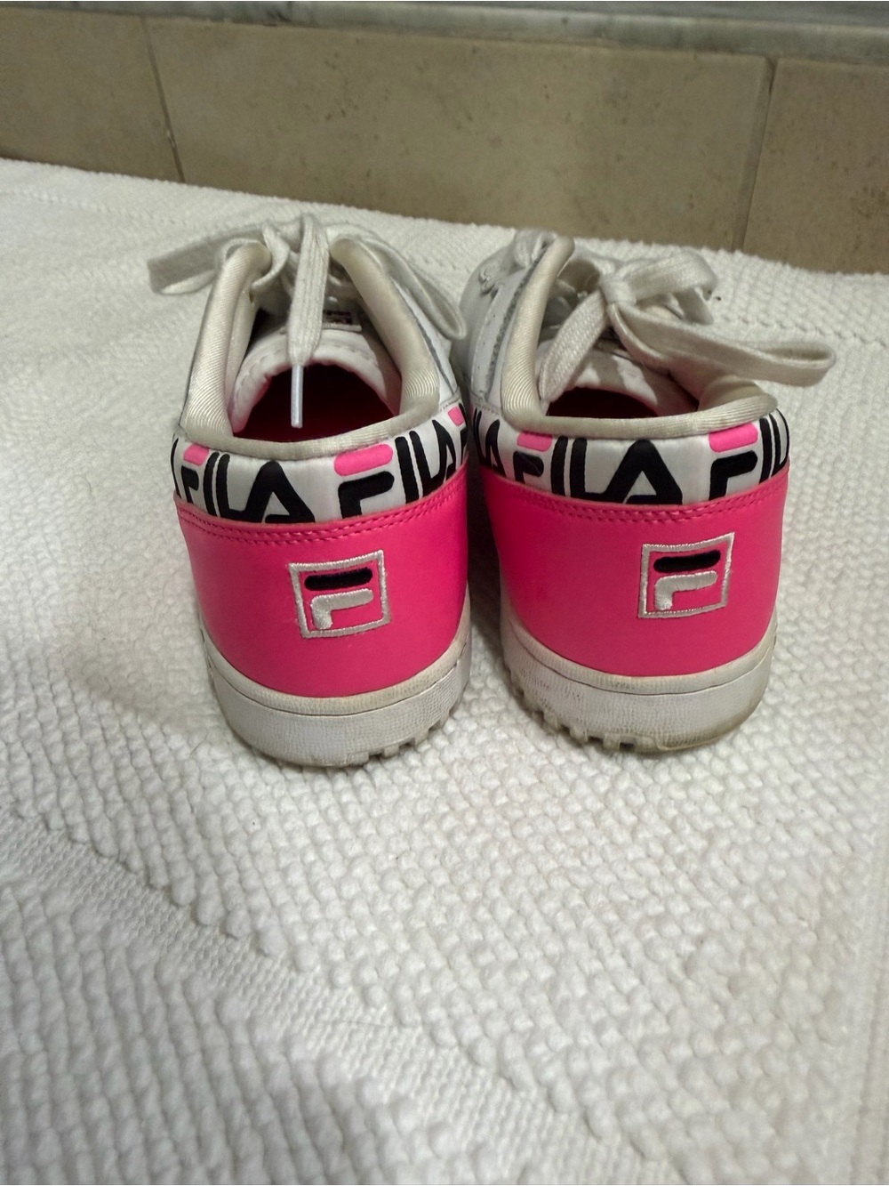 Fila Pink and White Low-Top Sneakers
